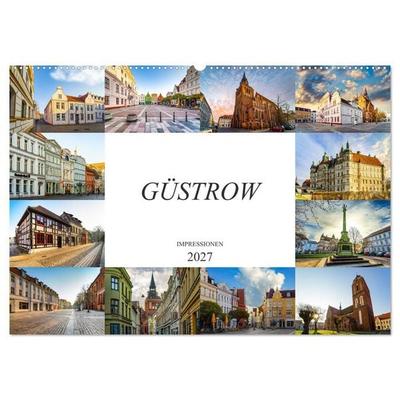 Güstrow Impressionen (Wandkalender 2027 DIN A2 quer), CALVENDO Monatskalender