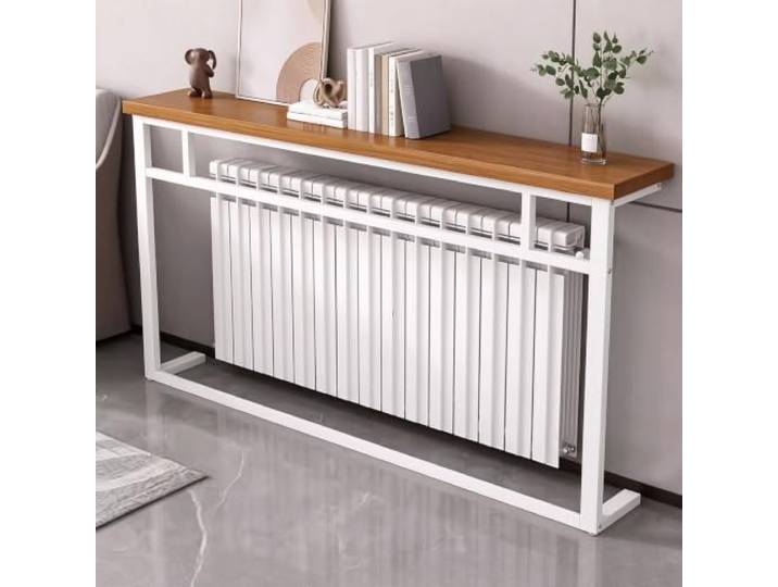 Heizkörperregaltisch, Robuster, Schmaler Konsolentisch für Hinter Dem Sofa Heizkörperregal, Freistehendes Ausstellungsregal für Das Wohnzimmer(White,160x20x90cm/63x8x35in)