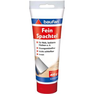 Baufan Spachtelmasse 101063, Feinspachtel, weiß, für Holz, Innenbereich, 400g