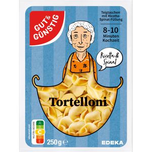 Gut&Günstig Nudeln Tortelloni mit Ricotta-Spinat-Füllung, Hartweizen, 250 g