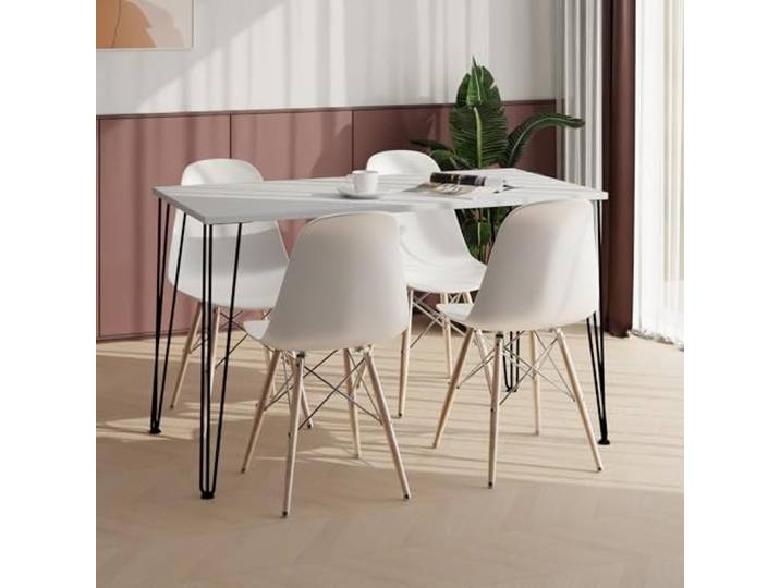 AKKE Esstisch Küchentisch - Tisch Für Küche Esszimmer - 80x60 - Höhe 73 cm - Schwarze Tischbeine aus Metall - Helle Asche Hairpin