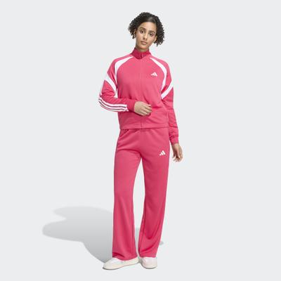 Trainingsanzug ADIDAS SPORTSWEAR "TEAMSPORT", Damen, Gr. XXL, pink (power pink, weiß), Obermaterial: 100% Polyester, Sportanzüge Trainingsanzug, für Erwachsene, 2-teilig, aus Polyester