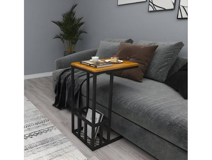 JVmoebel Beistelltisch Brauner Sofatisch Designer Beistelltische Robuste Metallfüße, Made in Europa