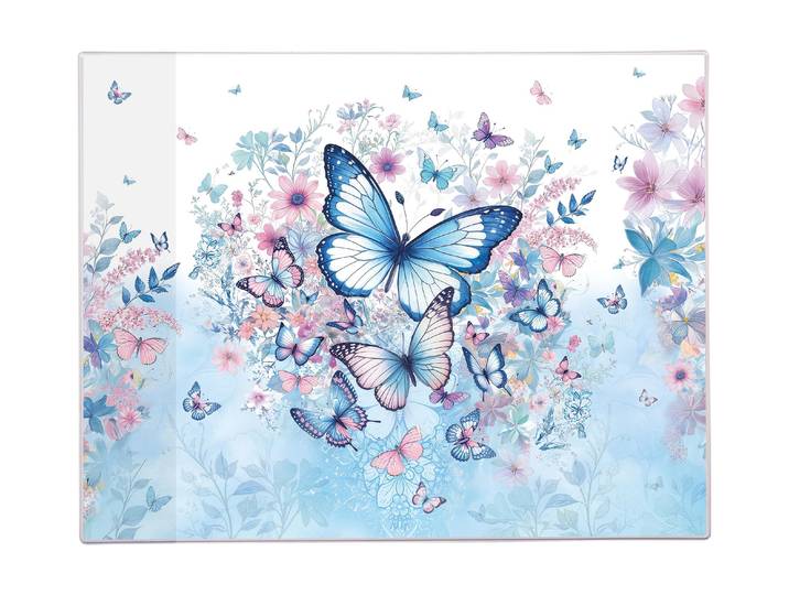 Schreibtischunterlage GOLDBUCH Schmetterlingsgarten 49 x 38 cm , bunt (blau), B:38cm T:49cm, Kunststoff, Schreibunterlagen, Schreibtischunterlage, Abwaschbare Schreibunterlage