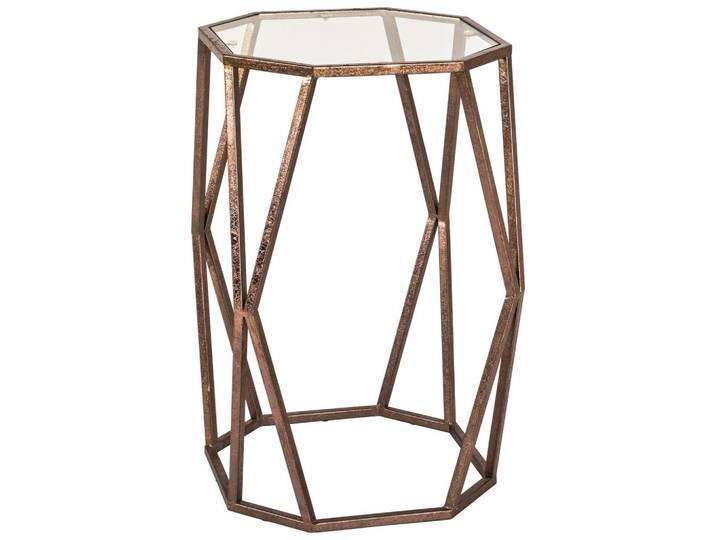 Beistelltisch, Bronze, Metall, Glas, achteckig, 37x50x37 cm, Wohnzimmer, Wohnzimmertische, Beistelltische, Beistelltische Metall
