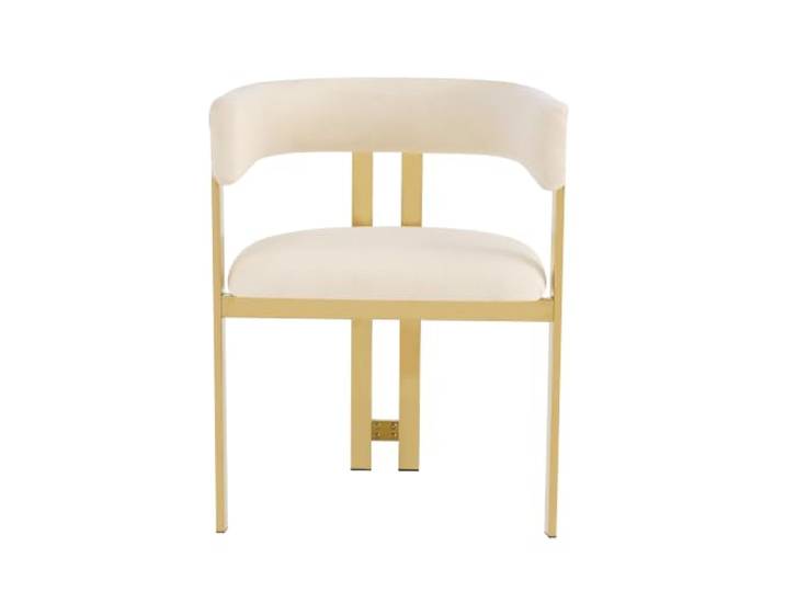 BXEYXE 2 Esszimmerstühle, bequem und atmungsaktiv, geeignet für Restaurants, Wohnzimmer, Cafés und andere Orte, moderner Stil, goldfarben galvanisierte Stuhlbeine, Chenille-Stoff, Beige + Gold