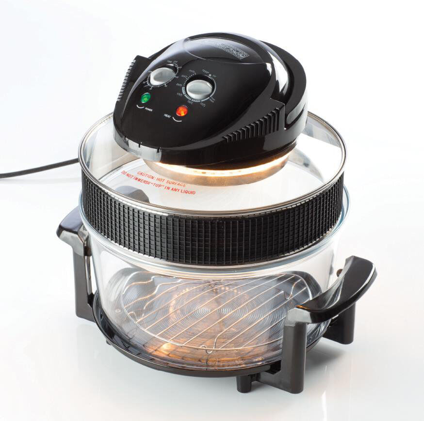 Daewoo 17L Deluxe Large Halogen Air Fryer Oven Size Extender Ring & 60min Timer, Racks Black 17L
