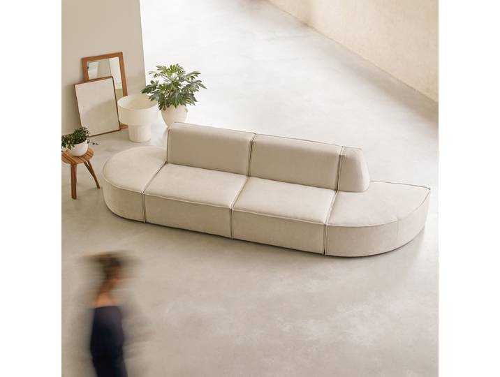 Modulsofa mit beigefarbenem Stoffbezug, 2/3-Sitzer Dario - Beige - Fabric