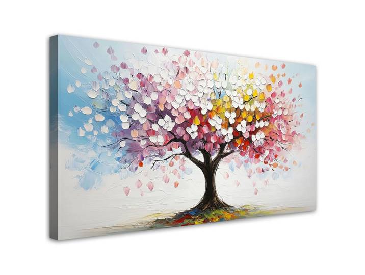 Feeby Leinwandbild Bunter Baum 120x60cm, Mehrfarbig, Baum/Pflanze/Natur, Rechteckig, 120x60 cm, Bilder & Rahmen, Bilder, Leinwandbilder