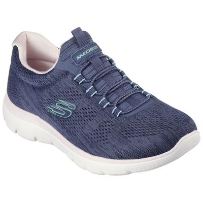 Slip-On Sneaker SKECHERS "SUMMITS-FUN FLARE", Damen, Gr. 40, Textil, blau, Synthetik, Textil, meliert, Schuhe, Trainingsschuh in veganer Verarbeitung