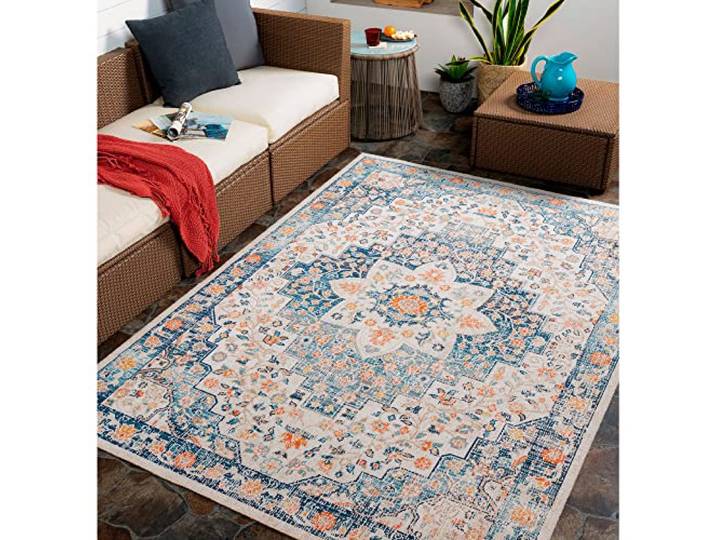 Livabliss Louisana Assa Tapis d'extérieur 160x213 cm – Bleu\, Beige