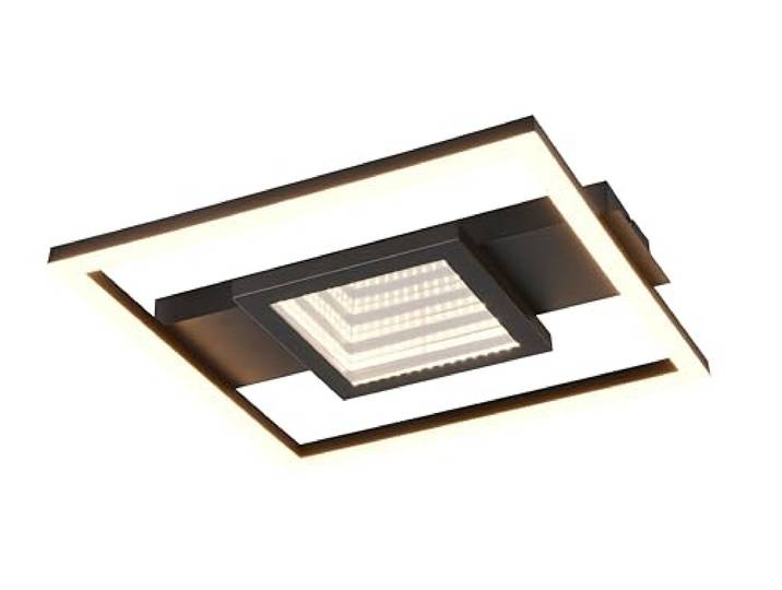 Reality Leuchten LED Deckenleuchte Wheeler R64801932, Metall Schwarz matt, Kunststoff, inkl. 16 Watt LED, Infinity Mirror Effekt