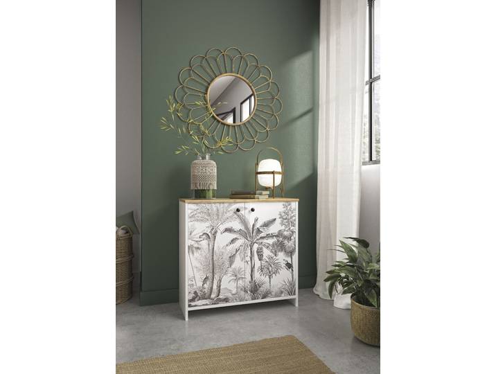 Kommode GAMI Motocco , weiss (weiß, kastaniefarben gekälkt), B:80cm H:77cm T:36cm, Sideboards, Kommode
