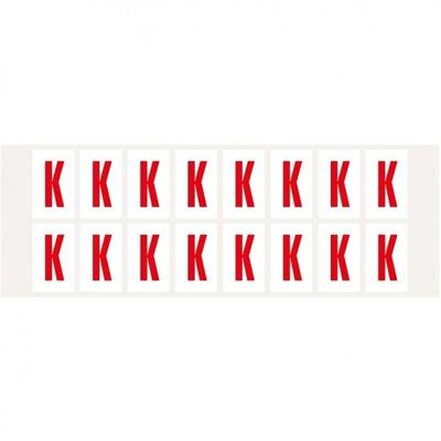 Aufkleber I Buchstabe K, weiß/rot, Folie, Schrifthöhe 25mm, 22x36mm, 320 Stück/Packung