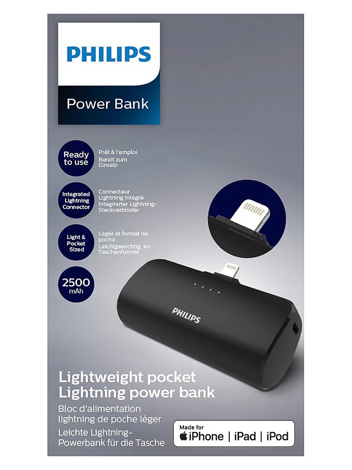 Philips Powerbank ''DLP2510V/04'' in Schwarz - 2500 mAh - onesize
