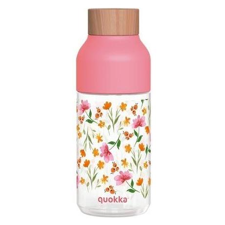 Quokka Tritan Flasche mit Eis und rosa Blumen (0.57 l) (Q6997)