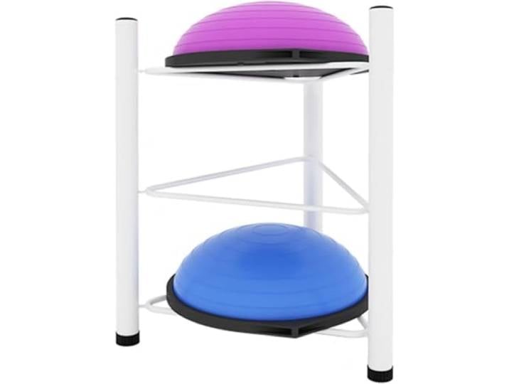 Übungs-Halbbalance-Ball-Aufbewahrungsregal – Heim-Fitness-Workout-Ausrüstung, 3/5/6/7 Etagen, Bodenständer, Aufbewahrungsorganisator for Bosu Slam Bowling-Medizinbälle(White,3 layer - 70cm/27.5in)