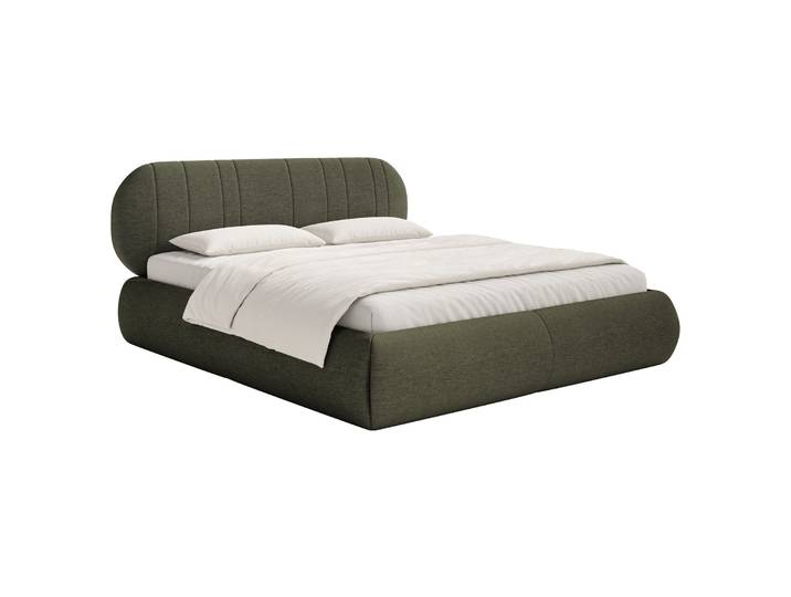 Gepolstertes Bett 160x200 cm Asmelio Khaki Geflecht