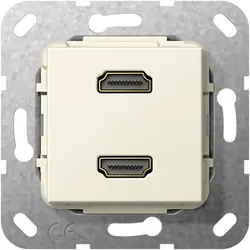 Gira Einsatz HDMITM „High Speed with Ethernet” 2fach Kabelpeitsche (cremeweiß, glänzend)