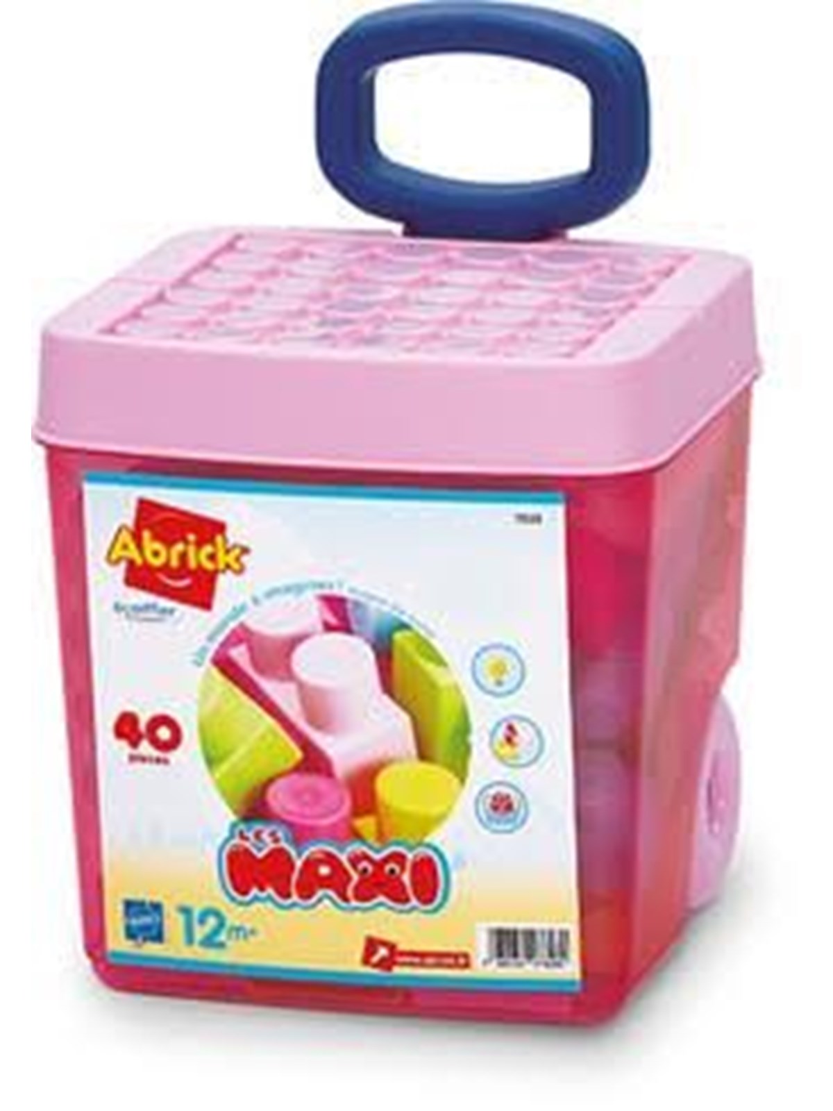 Ecoiffier Pinkfarbener Trolley m/Bauklötzen 40 Stk.