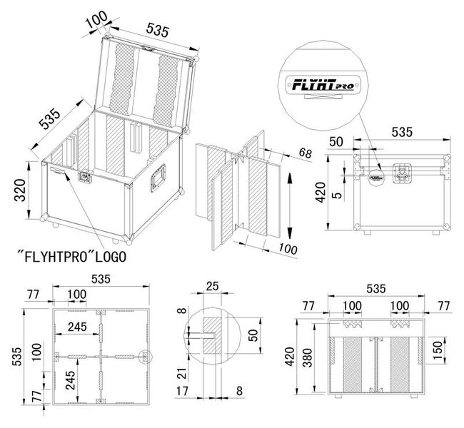 Flyht Pro Case for 4x Par 64 short nero