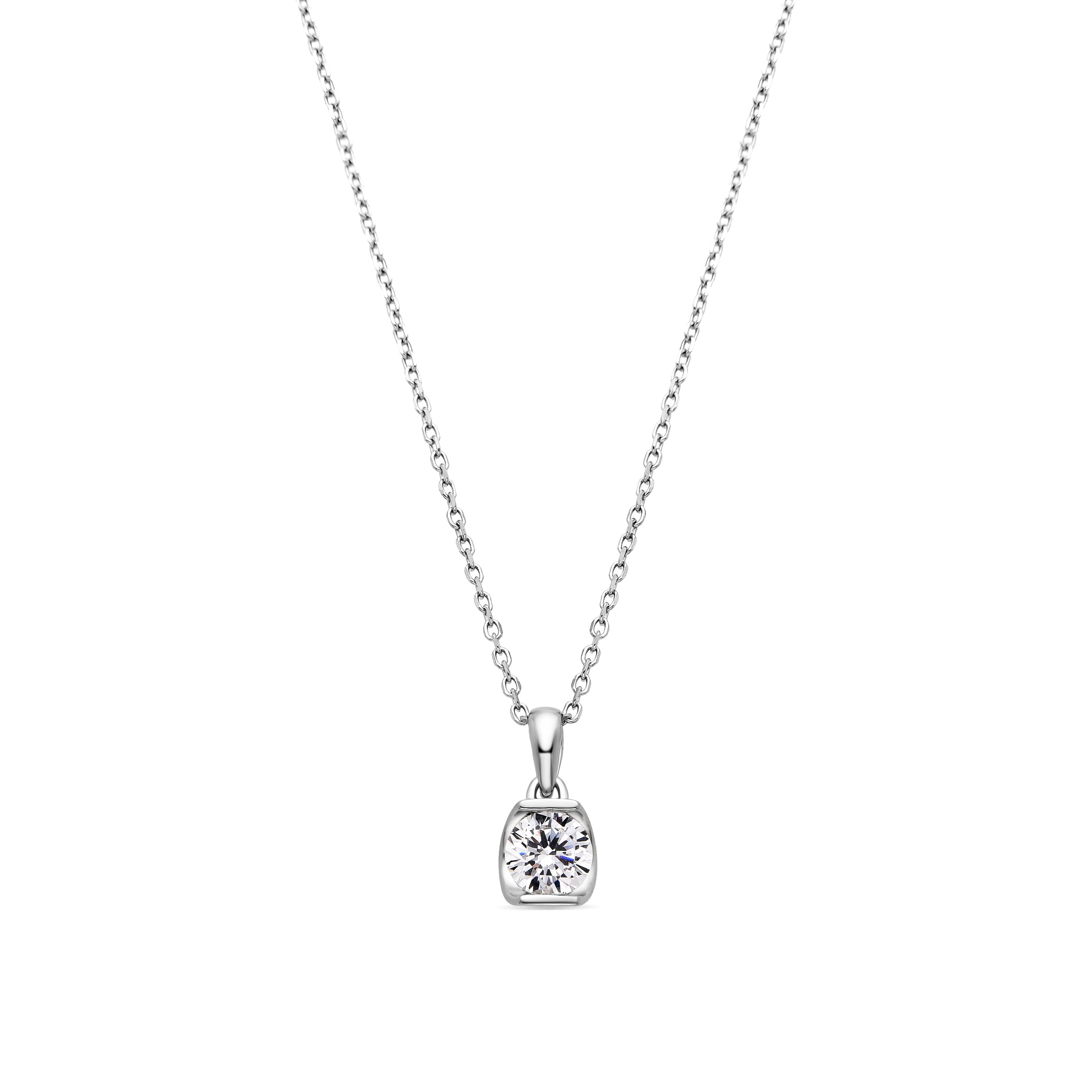 Luxenter Halskette aus 925er Sterlingsilber mit funkelnden Zirkonia, rhodiniert – Setentaitres