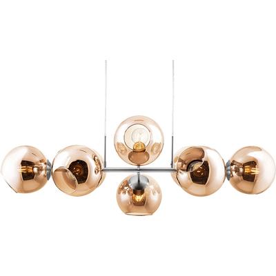 NOWA Hängeleuchte "PILAR", gold (nickelfarben matt), 8, H: 150cm, 1 Stk., Leuchten, Hängeleuchte Metall Nickel matt, Glas amber, höhenverstellbar, E27 40W, Hängeleuchte