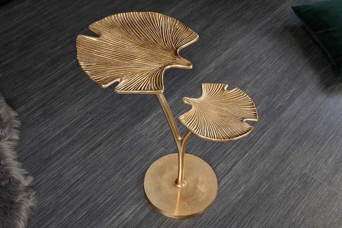 Invicta Interior Decoratieve Bijzettafel GINKGO LEAFS Goud Handgemaakt Metaal