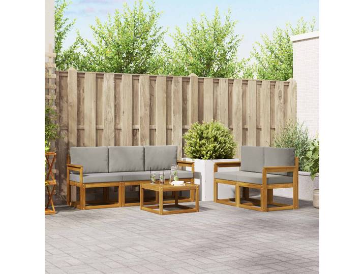 vidaXL Outdoor-Sofagarnitur 6 stk. Natürlich und Hellgrau