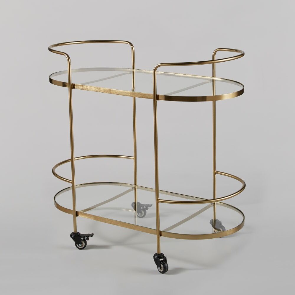 Maisons du Monde Desserte en verre et acier doré 86x80x45cm
