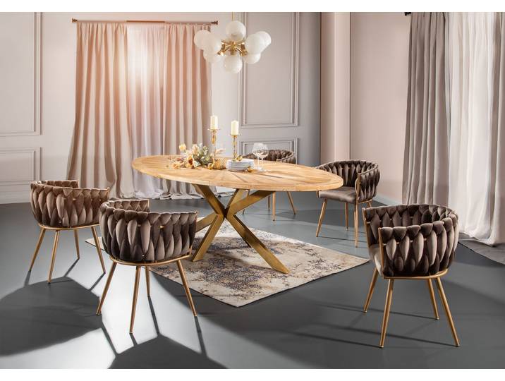 Esstisch GUTMANN FACTORY, bunt (gold, natur), B:254cm H:78cm T:135cm, Tische, Esstisch