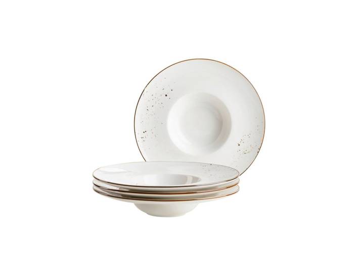 Tellerset Pintar Porzellan 4--Teilig. rund Braun Weiß