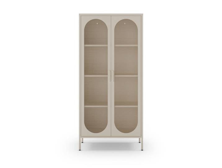 Vaisselier 2 portes en métal h170cm - beige