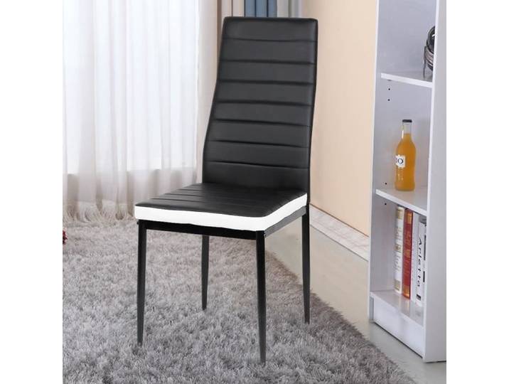 Chaises - Yageway - Design Moderne - Simili Noir - Lot de 4pcs