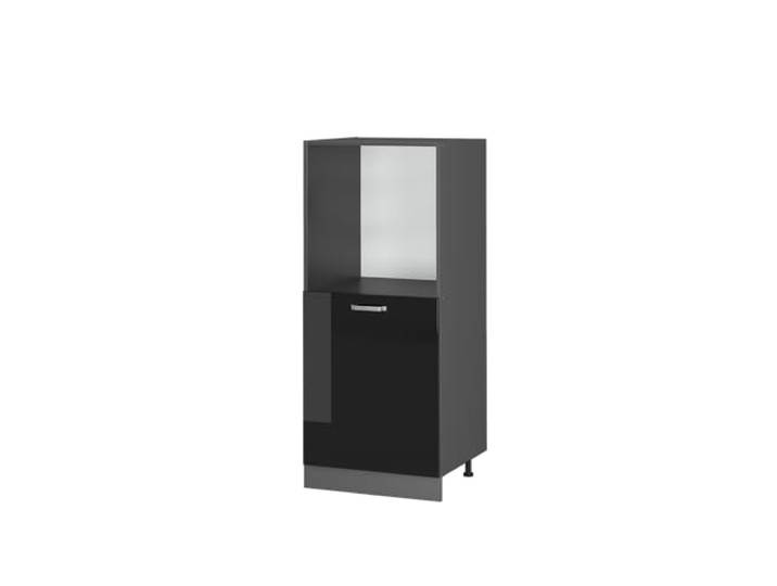 Vicco Herdumbauschrank R-Line, Schwarz Hochglanz, 60 cm Backofennische auf komfortabler Höhe · 2 Einlegeböden · Höhenverst. Füße · Metallgriffe · Einfache Integration
