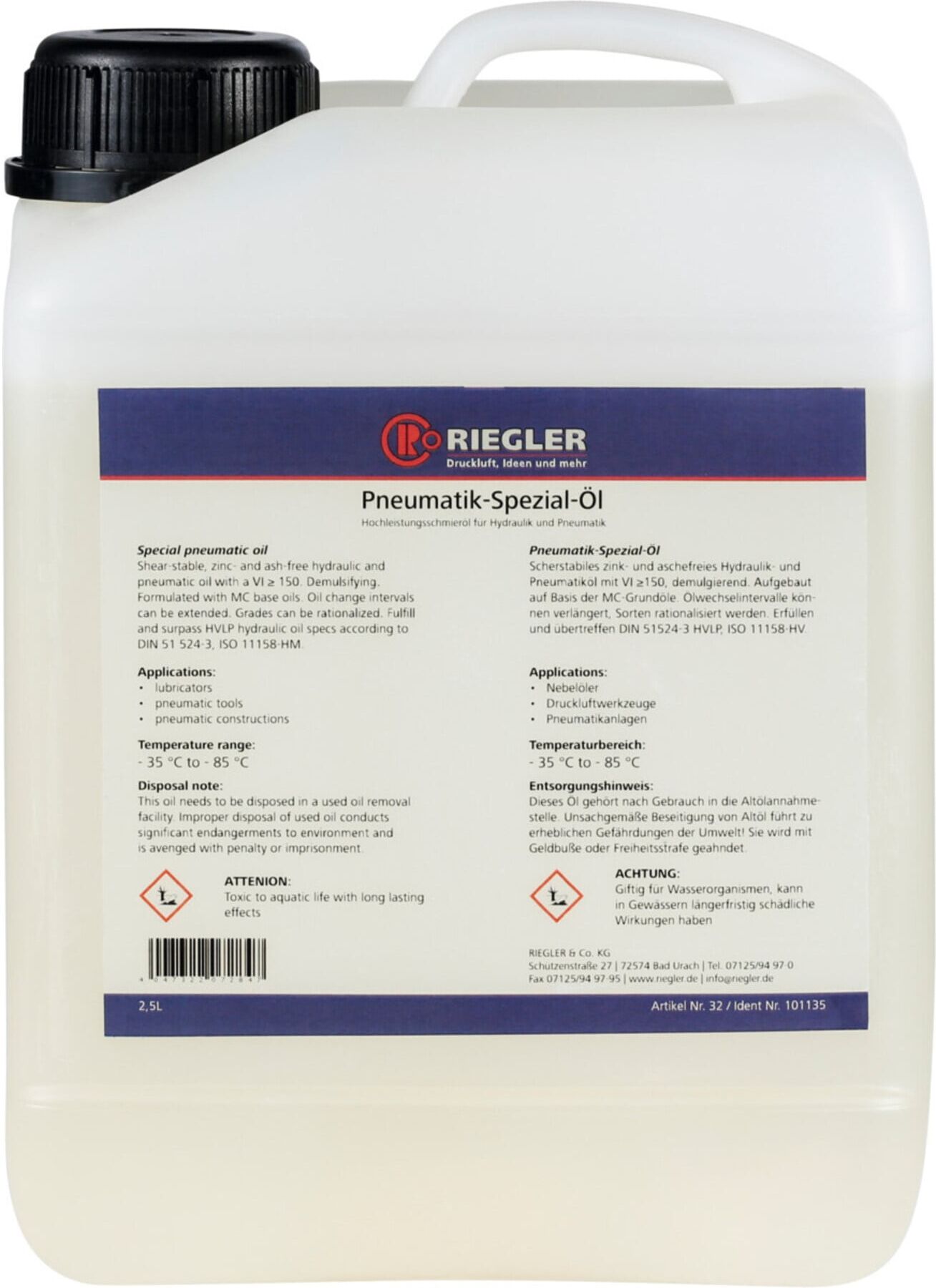 RIEGLER Pneumatik-Spezial-Öl 2,5 l (120549)