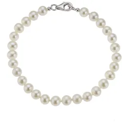 Zeeme Pearls Armband Silber 925 rhodiniert mit weißen Perlen 6mm