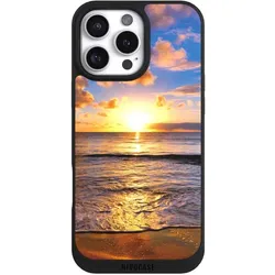 Nivocase Handyhülle für Apple iPhone 16 Pro Max Hülle NIVOpure Case Schwarz Meer Sonnenuntergang Strand (Apple iPhone 16 Pro Max), Smartphone Hülle, Schwarz