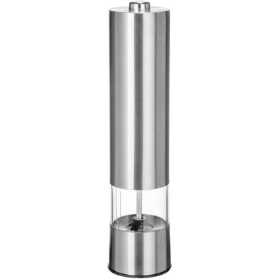 Salz-/Pfeffermühle "MIKELA", silberfarben, B:5cm H:23cm T:5cm Ø:5cm, SCHÖNER WOHNEN-KOLLEKTION, Küchenmühlen, Salz-Pfeffermühle mit elektrischem Mahlwerk