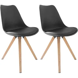 byLIVING Esszimmerstuhl KIRA, 2-er Set, Kunstleder schwarz, Gestell Eiche-Optik
