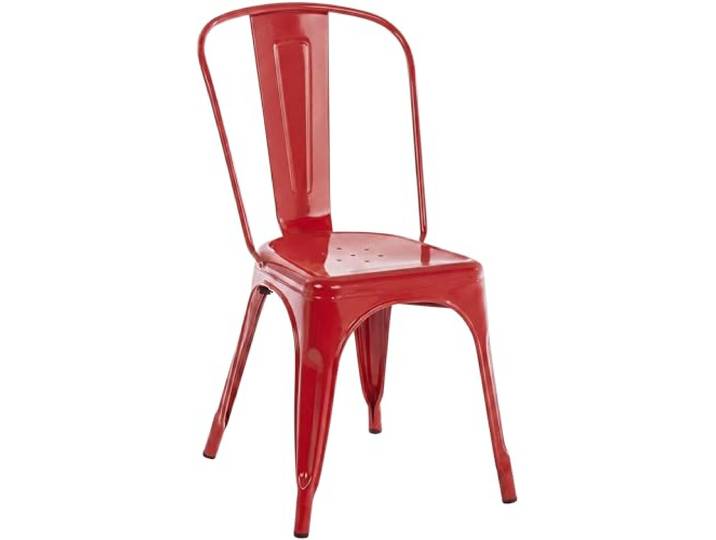 CLP Stapelstuhl Metall mit Lehne Benedikt, Bistrostuhl stapelbar für Gastronomie und Küche, Design-Stuhl robust belastbar bis 200 kg Farbe rot