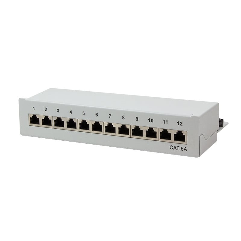 LogiLink Patchpaneel CAT 6A STP, 12 poorten, tafel/wandmontage, grijs