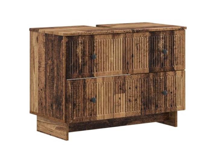 PUGYNBK 2-teiliges Badezimmerschrank-Set aus technischem Holz Wendbare Tür, offenes Regal, feuchtigkeitsbeständig, modernes lineares Design