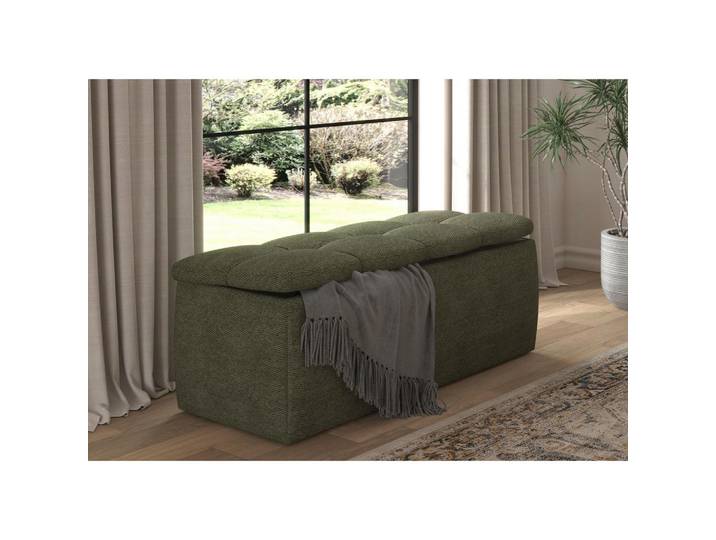 Chameo Bettbank, Olivgrün, Kunststoff, 2-Sitzer, 141x50x40 cm, Stoffauswahl, Truhe im Sitz, Wohnzimmer, Hocker, Sitzhocker