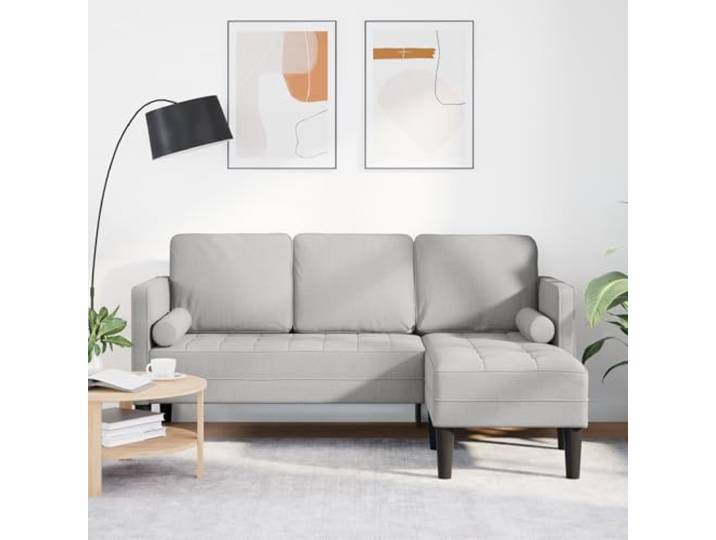HEFZGDB L-Form Sofa 3-Sitzer Wolkengrau 160 cm Stoff Wohnzimmer Couch Polyester Bezug Stabile Bauweise Massivholz Einfache Pflege Modernes Design Gemütlich Bequem