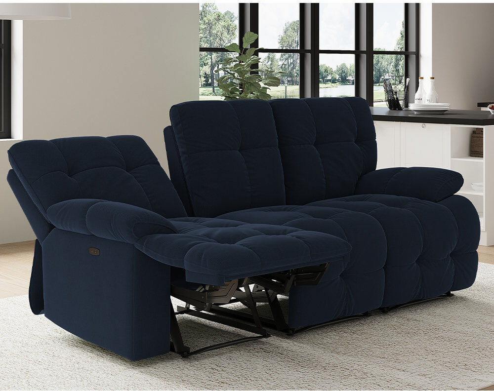 Fairmont Park Rymann 3 Seater Electric Reclining Sofa Blue 106cm H X 239cm W X 110cm D