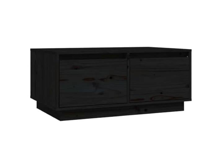 KGFHERENB Couchtisch Schwarz 80x50x35 cm Massivholz Kiefer 2 Schubladen Stilvoller Beistelltisch aus schwarzem Kiefern-Massivholz mit 2 Schubladen für Ordnung und Ablage im Wohnzimmer.