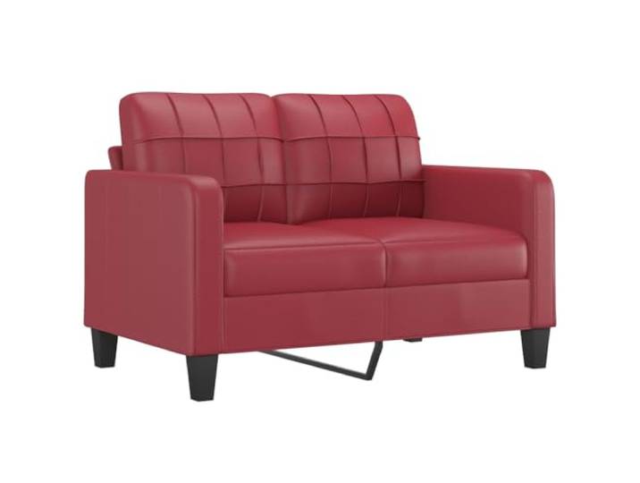 KTHLBRH Sofa-Set, 3-teilig, Weinrot, Kunstleder 2-Sitzer: 138 cm, 3-Sitzer: 198 cm, Fußstütze, 5 Kissen, Rahmen aus Sperrholz
