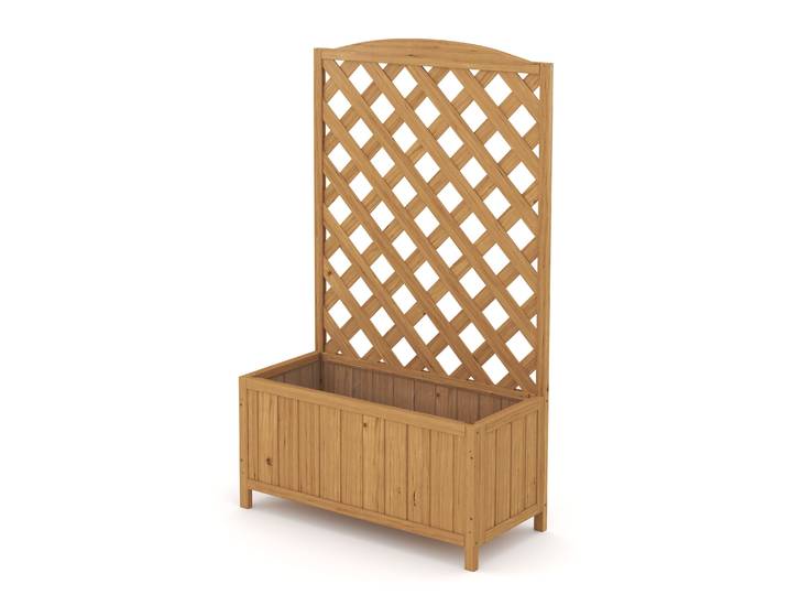 Rankgitter mit Blumenkasten natur