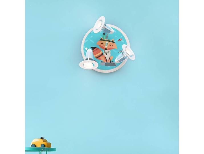 Elobra Deckenleuchte Little Indians, dimmbar, blau, für Kinderzimmer, Holz